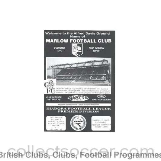 1994 - Marlow vChelsea official programme 08/08/1994 incl. fixtures 1994-1995