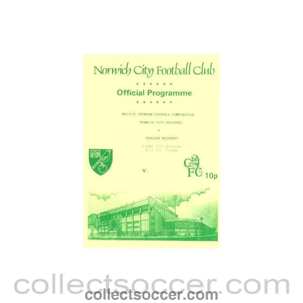 1994 - Norwich City Reserves vChelsea Reserves official programme 12/11/1994 - Collect Soccer