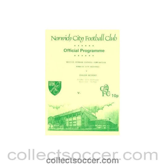 1994 - Norwich City Reserves vChelsea Reserves official programme 12/11/1994 - Collect Soccer