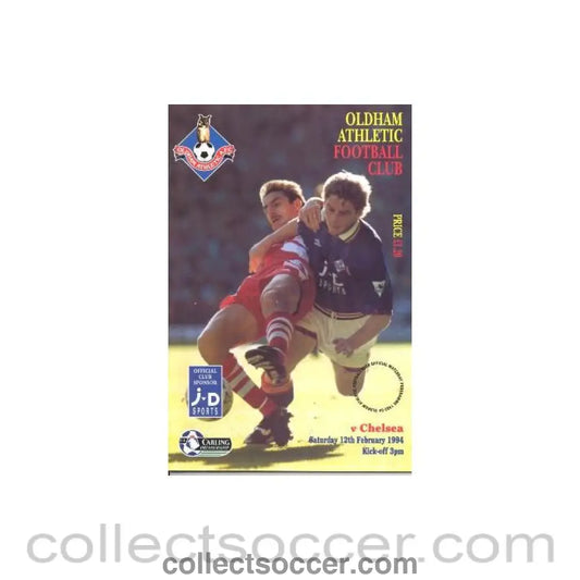 1994 - Oldham Athletic vChelsea official programme 12/02/1994 - Collect Soccer
