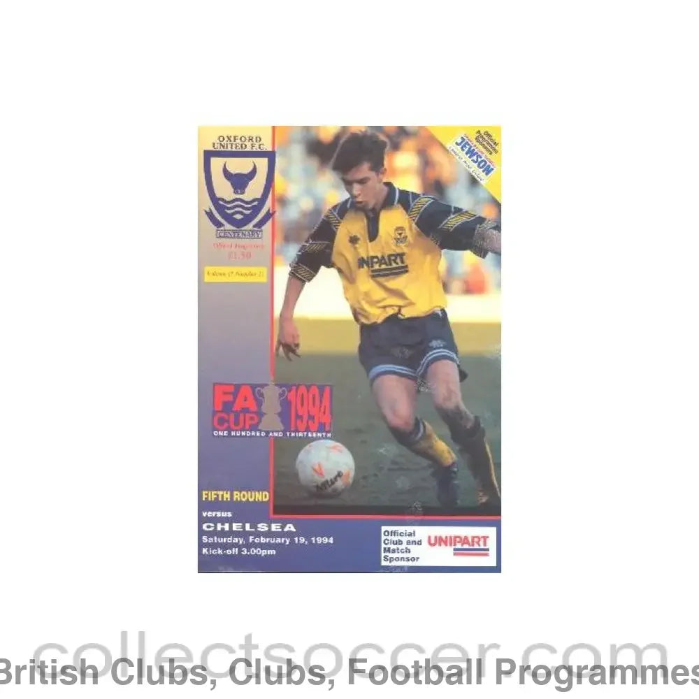 1994 - Oxford United vChelsea official programme 19/02/1994