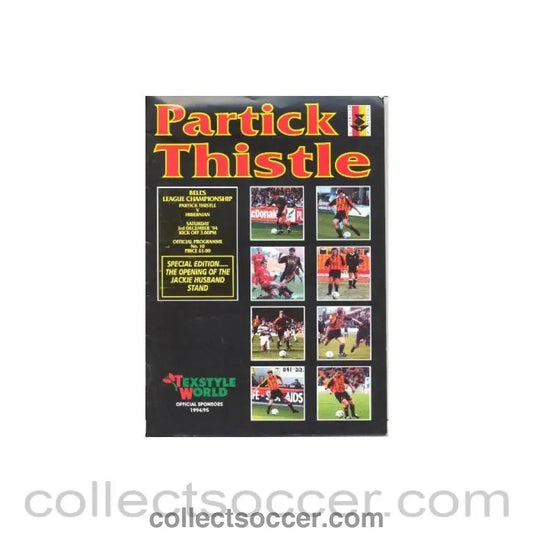 1994 - Partick Thistle v Hibernian official programme 03/12/1994 Bell's League - Collect Soccer