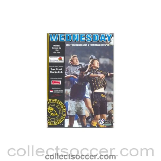 1994 - Sheffield Wednesday v Tottenham Hotsur official programme 03/01/1994 - Collect Soccer