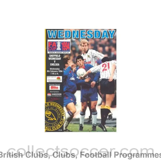 1994 - Sheffield Wednesday vChelsea official programme 09/02/1994