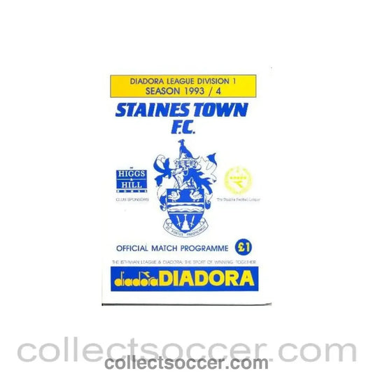 1994 - Staines Town v Mijas official programme 21/05/1994 Friendly - Collect Soccer