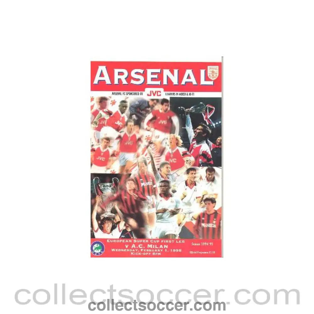 1994 Super Cup Final official programme 1st Leg Arsenal v Milan