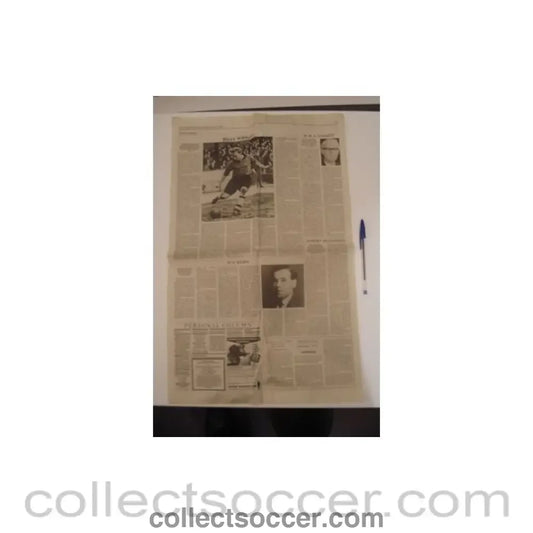 1994 - The Times newspaper page of 05/09/1994 covering Billy Wright Wolverhampton Wanderers’ most famous player who