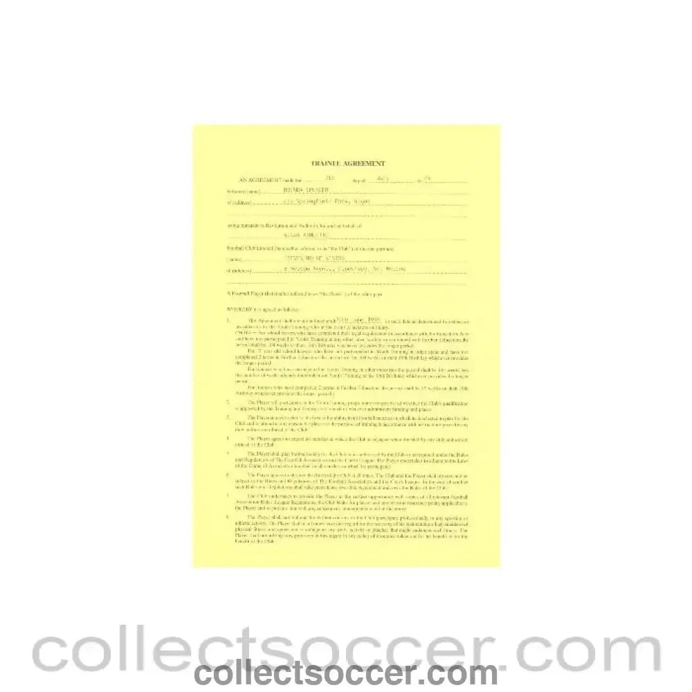 1994 - Trainee Player Contract between Steven Milne Weston and Wigan Athletic of 07/07/1994 - Collect Soccer