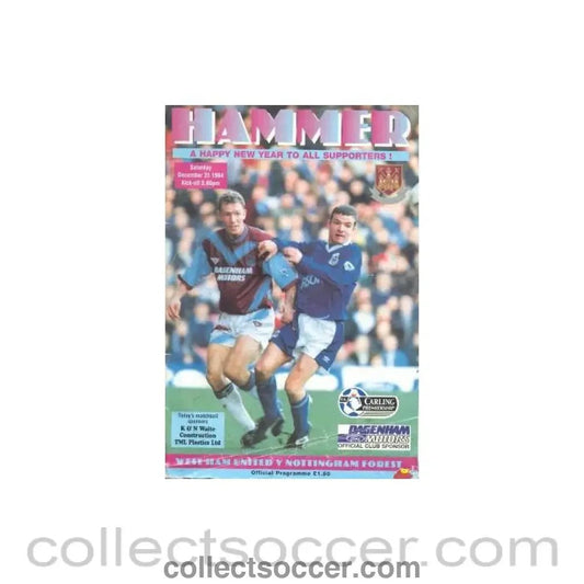 1994 - West Ham United v Nottingham Forest official programme 31/12/1994 - Collect Soccer