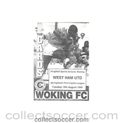 1994 - Woking v West Ham United official programme 16/08/1994 - Collect Soccer