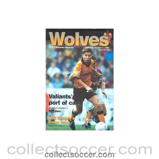 1994 - Wolverhampton Wanderers v Port Vale official programme 01/10/1994 - Collect Soccer