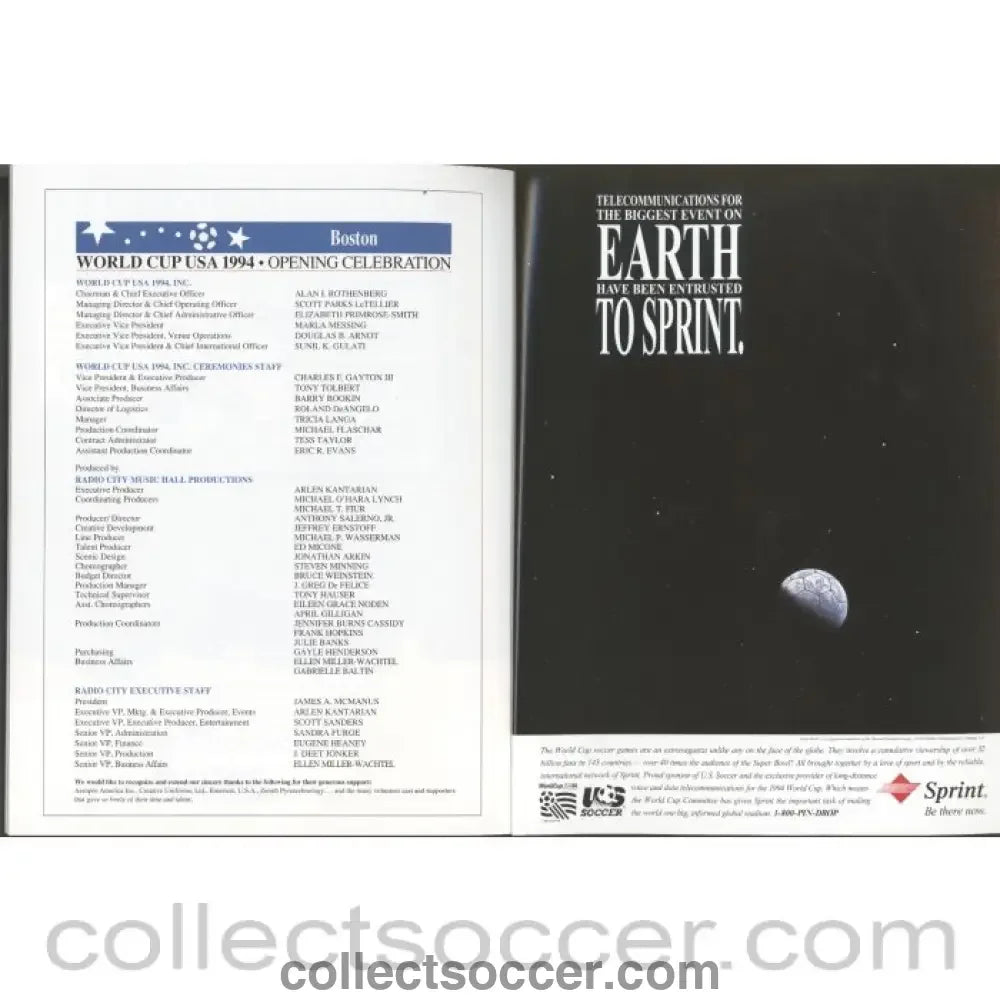 1994 World Cup Gameday Programme - Boston Flag Edition - Collect Soccer