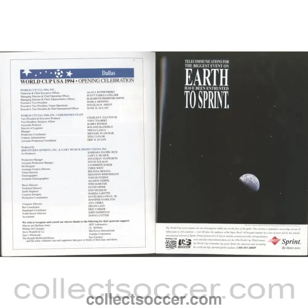 1994 World Cup Gameday Programme - Dallas Colour Edition - Collect Soccer