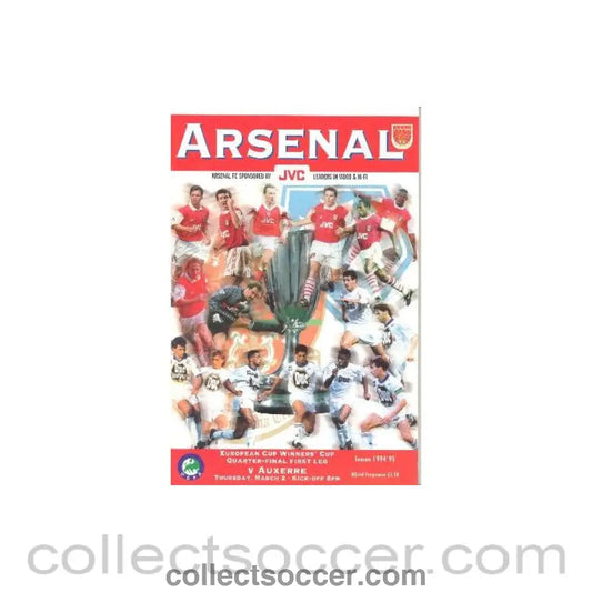 1995 - Arsenal v Auxerre official programme 02/03/1995 European Cup Winners Cup