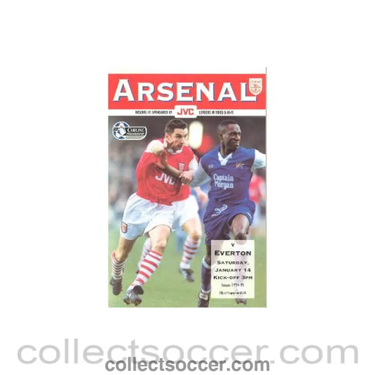 1995 - Arsenal v Everton official programme 14/01/1995 Carling Premiership