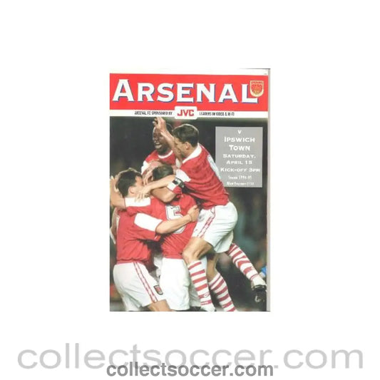 1995 - Arsenal v Ipswich Town official programme 15/04/1995 Carling Premiership