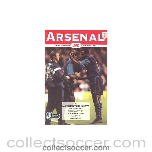 1995 - Arsenal v Leicester City official programme 11/02/1995 Carling Premiership