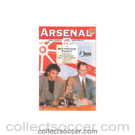 1995 - Arsenal v Nottingham Forest official programme 21/02/1995 Carling Premiership