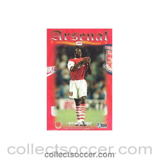 1995 - Arsenal v Nottingham Forest official programme 29/08/1995 Carling Premiership