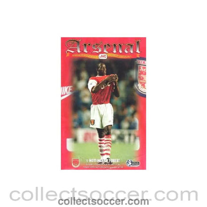 1995 - Arsenal v Nottingham Forest official programme 29/08/1995 Carling Premiership - Collect Soccer