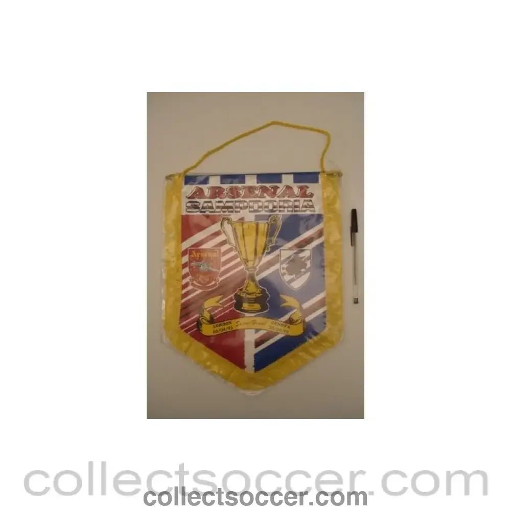 1995 - Arsenal v Sampdoria April 1995 Champions League Semi-Final pennant - Collect Soccer