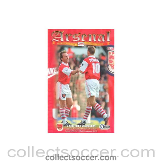 1995 - Arsenal v Sheffield Wednesday official programme 21/11/1995 Carling Premiership