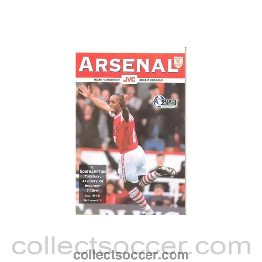 1995 - Arsenal v Southampton official programme 24/01/1995 Carling Premiership