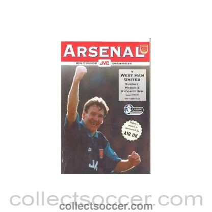 1995 - Arsenal v West Ham United official programme 05/03/1995 Carling Premiership - Collect Soccer