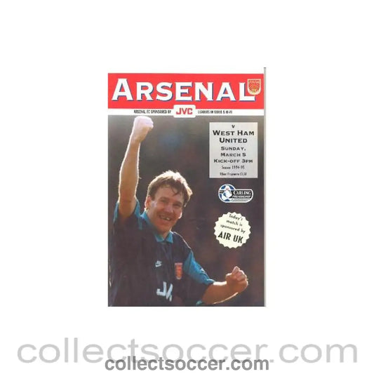 1995 - Arsenal v West Ham United official programme 05/03/1995 Carling Premiership