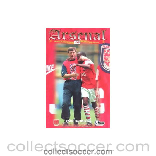 1995 - Arsenal v West Ham United official programme 16/09/1995 Carling Ptemiership