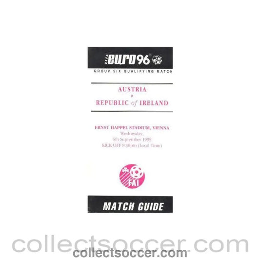 1995 - Austria v Ireland official programme 06/09/1995 - Collect Soccer
