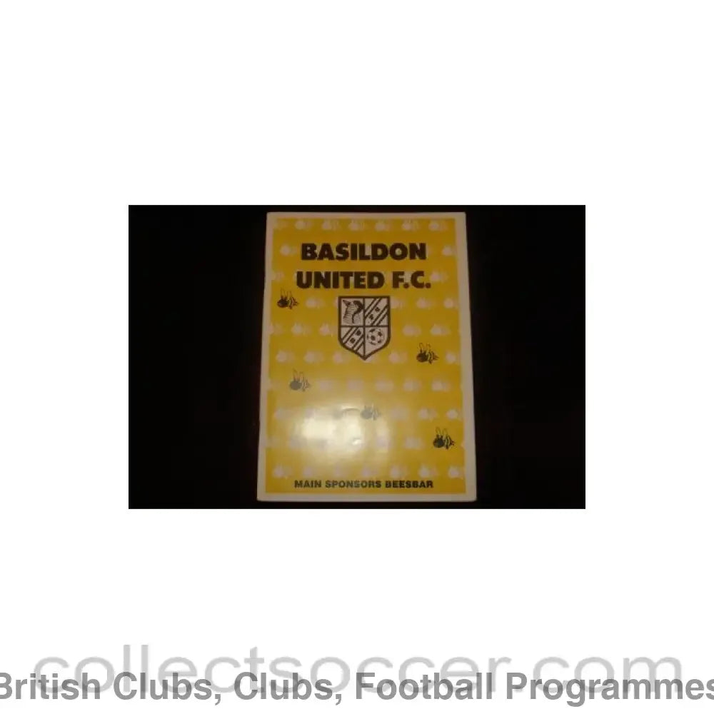 1995 - Basildon United vChelsea official programme 14/11/1995 F.A. Youth Challenge Cup