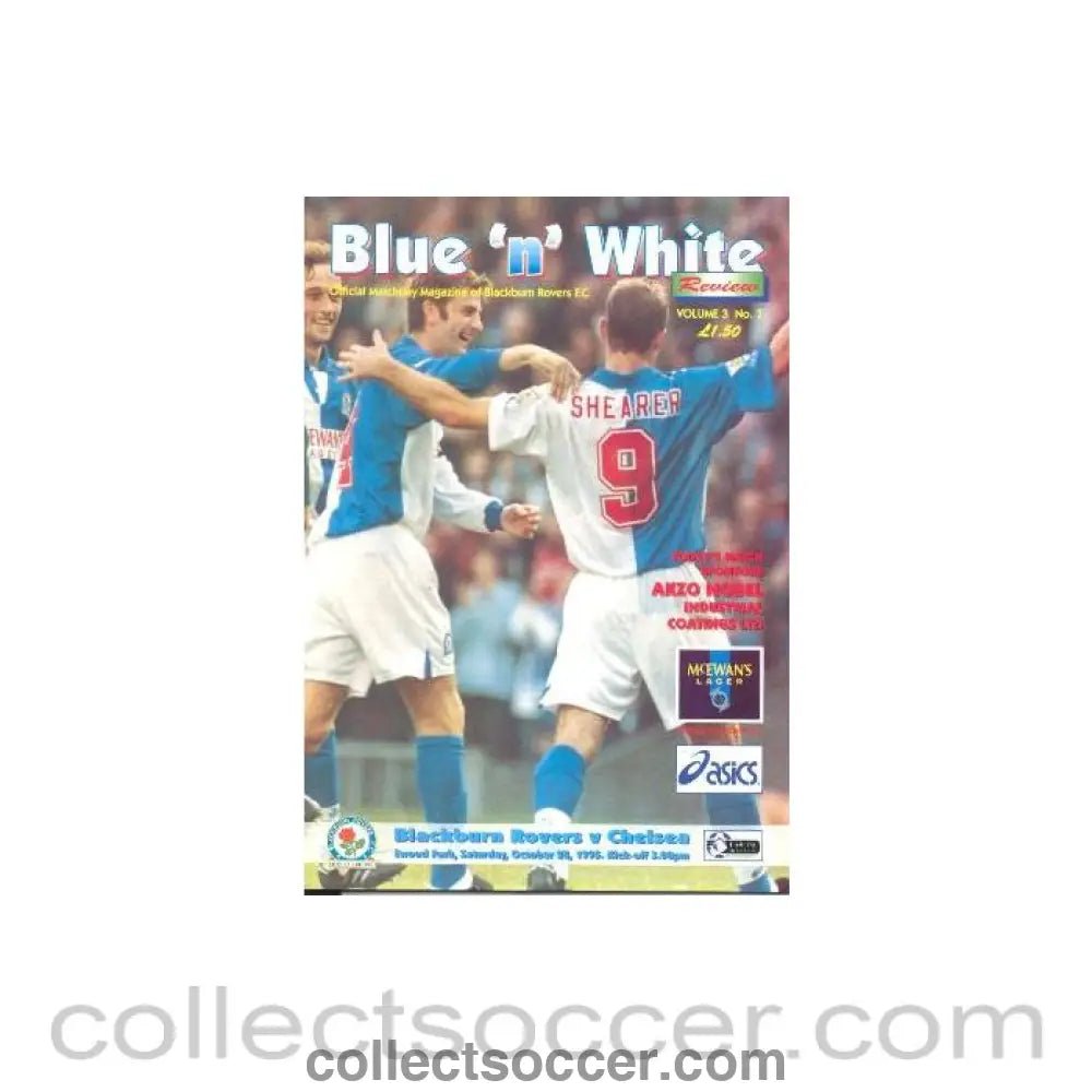 1995 - Blackburn Rovers vChelsea official programme 28/10/1995 - Collect Soccer