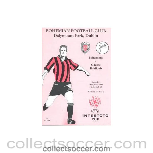 1995 - Bohemians v Odense Boldklub official programme 24/06/1995 Intertoto Cup