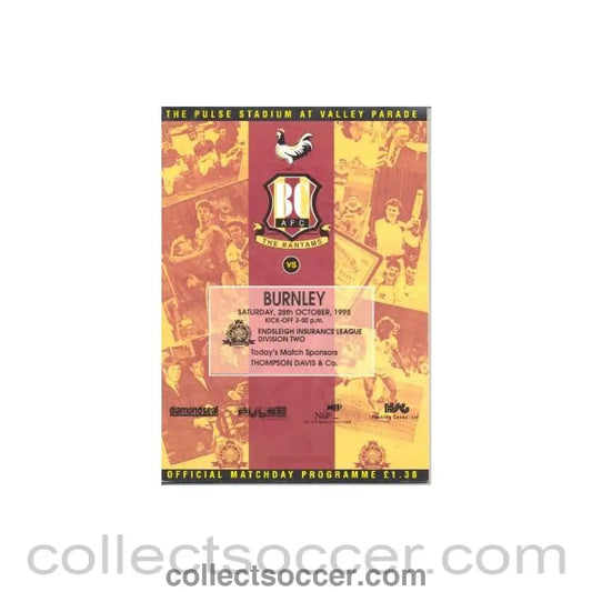 1995 - Bradford v Burnley official programme 28/10/1995 Endsleigh League