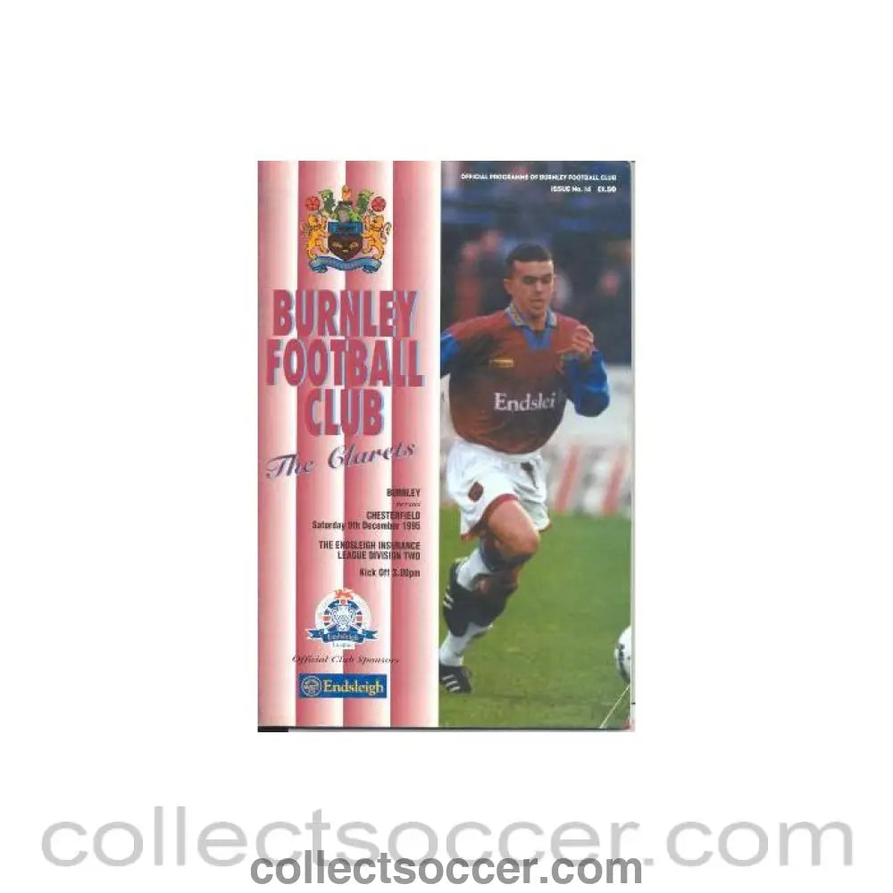 1995 - Burnley v Chesterfield official programme 09/12/1995