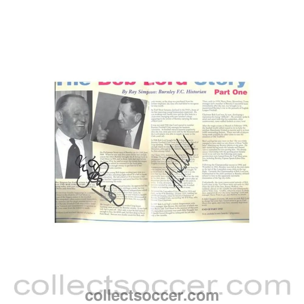 1995 - Burnley v Portsmouth official programme 22/04/1995 multi - signed - Collect Soccer