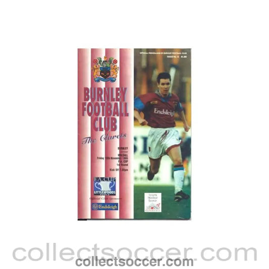 1995 - Burnley v Walsall official programme 10/11/1995