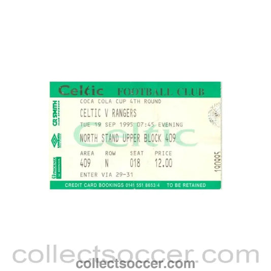 1995 - Celtic v Glasgow Rangers ticket 19/09/1995 Coca Cola Cup