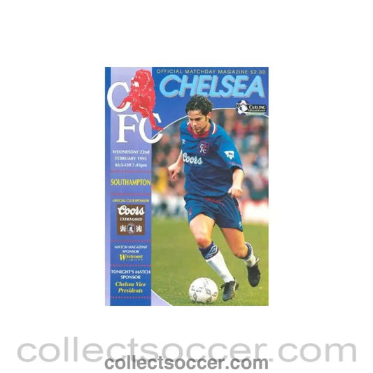 1995 - Chelsea v Southampton official programme 22/02/1995