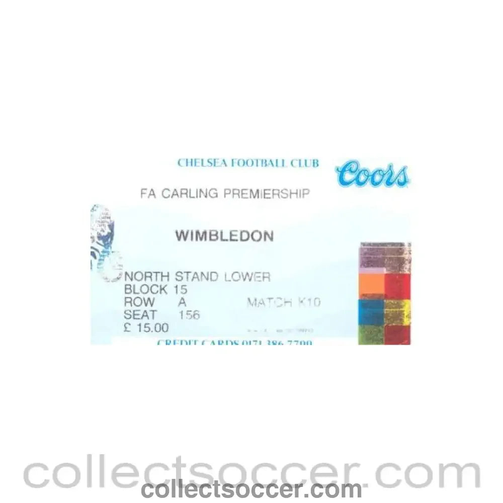 1995 - Chelsea v Wimbledon ticket 26/12/1995