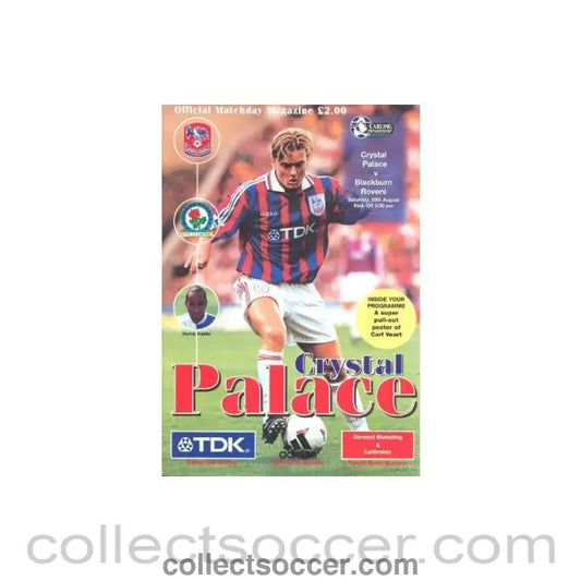 1995 - Crystal Palace v Blackburn Rovers official programme 30/08/1995 - Collect Soccer