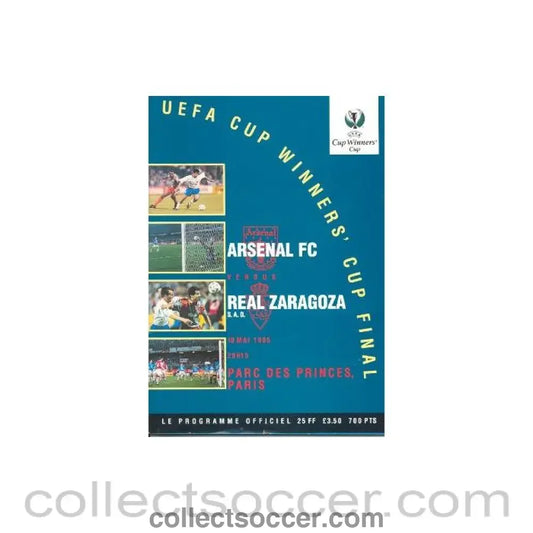 1995 Cup Winners Cup Final Official Programme Arsenal v Real Zaragoza