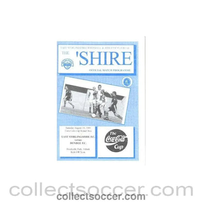 1995 - East Stirlingshire v Dundee official programme 19/08/1995 CocaCola Cup - Collect Soccer