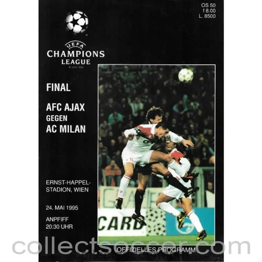 1995 European Cup Final Programme Ajax v AC Milan - Collect Soccer