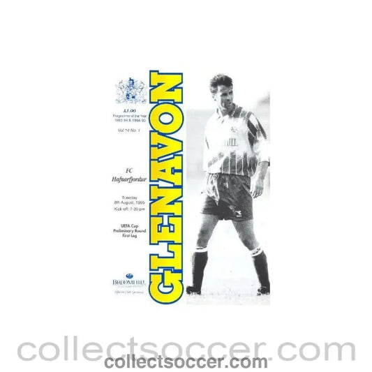 1995 - Glenavon v Hafnarfjordur official programme 08/08/1995 UEFA Cup - Collect Soccer