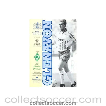1995 - Glenavon v Werder Bremen official programme 13/09/1995 UEFA Cup - Collect Soccer