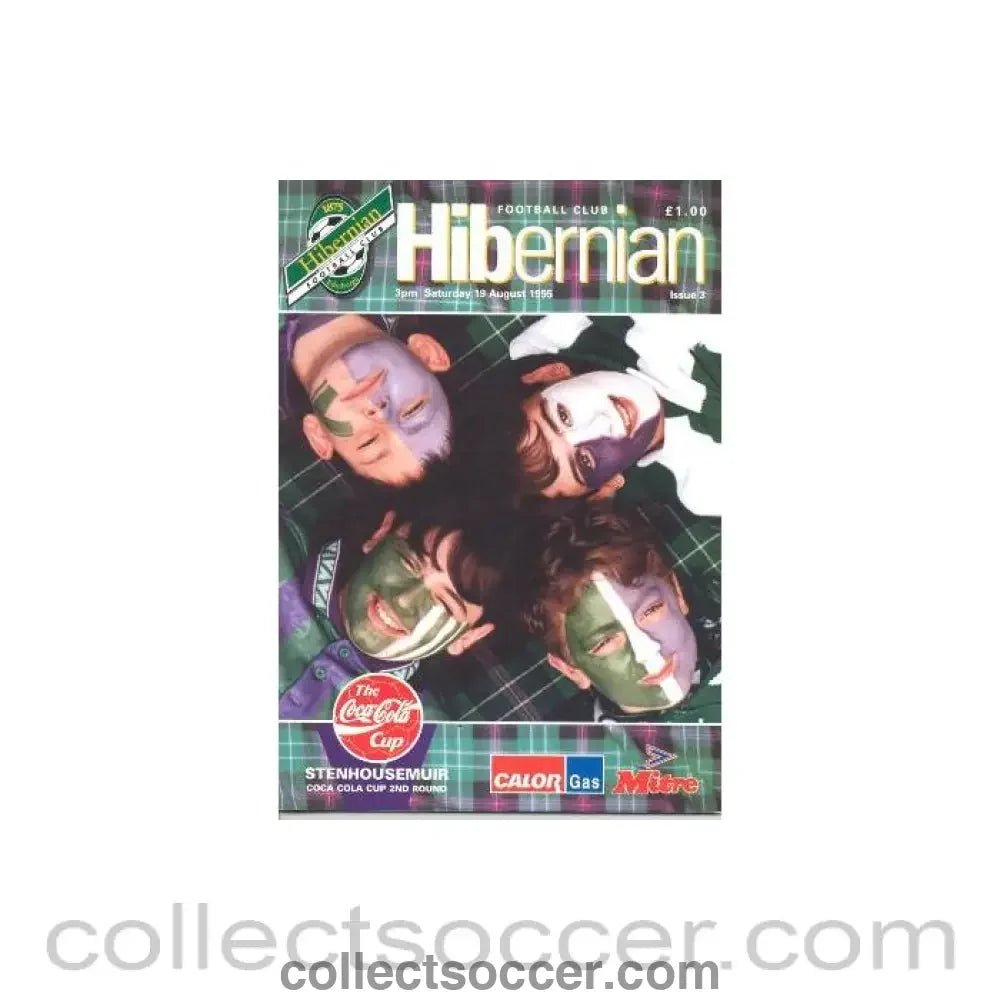 1995 - Hibernian v Stenhousemuir official programme 19/08/1995 Coca Cola Cup - Collect Soccer