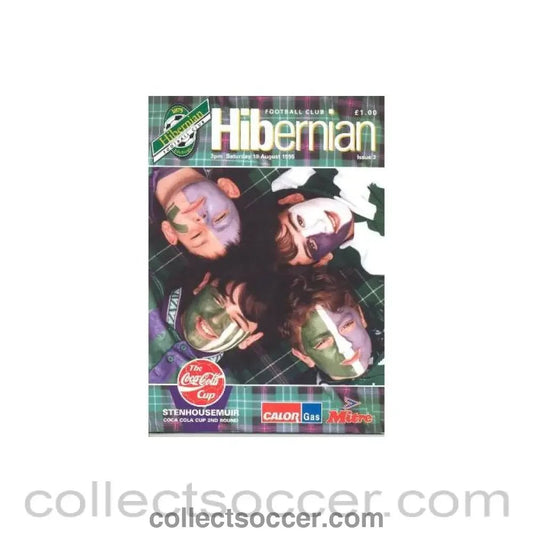 1995 - Hibernian v Stenhousemuir official programme 19/08/1995 Coca Cola Cup - Collect Soccer