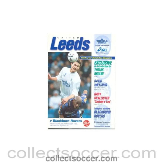 1995 - Leeds United v Blackburn Rovers official programme 29/11/1995 - Collect Soccer